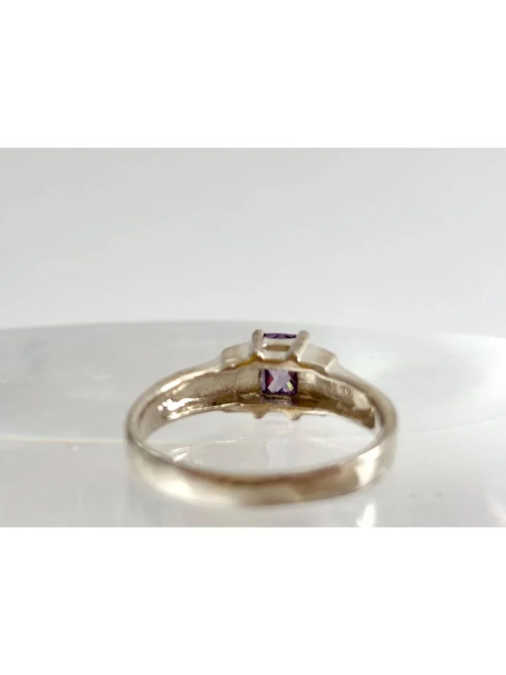 Art Deco Amethyst Gemstone Marcasite Sterling Silver 925 Vintage Ring - sz 9